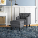 Grey Tufted Comfy Classic Lounge Accent Chair with Ottoman - Decor Smart