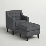 Grey Tufted Comfy Classic Lounge Accent Chair with Ottoman - Decor Smart