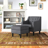 Grey Tufted Comfy Classic Lounge Accent Chair with Ottoman - Decor Smart