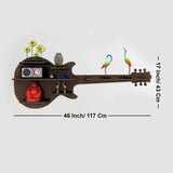 Guitar Backlit Designer Wooden Wall Shelf / Book Shelf / Night Light, Walnut Finish - Decor Smart