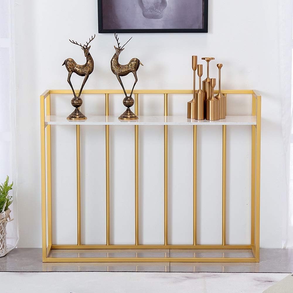 Hallway Rectangular White Marble Console Table - Decor Smart