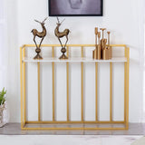 Hallway Rectangular White Marble Console Table - Decor Smart