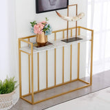 Hallway Rectangular White Marble Console Table - Decor Smart