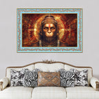 Hanuman Symbol of Strength Floral Border Canvas Wall Painting