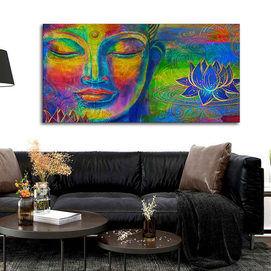 Head of Lord Buddha Colorful Wall Painting - Decor Smart
