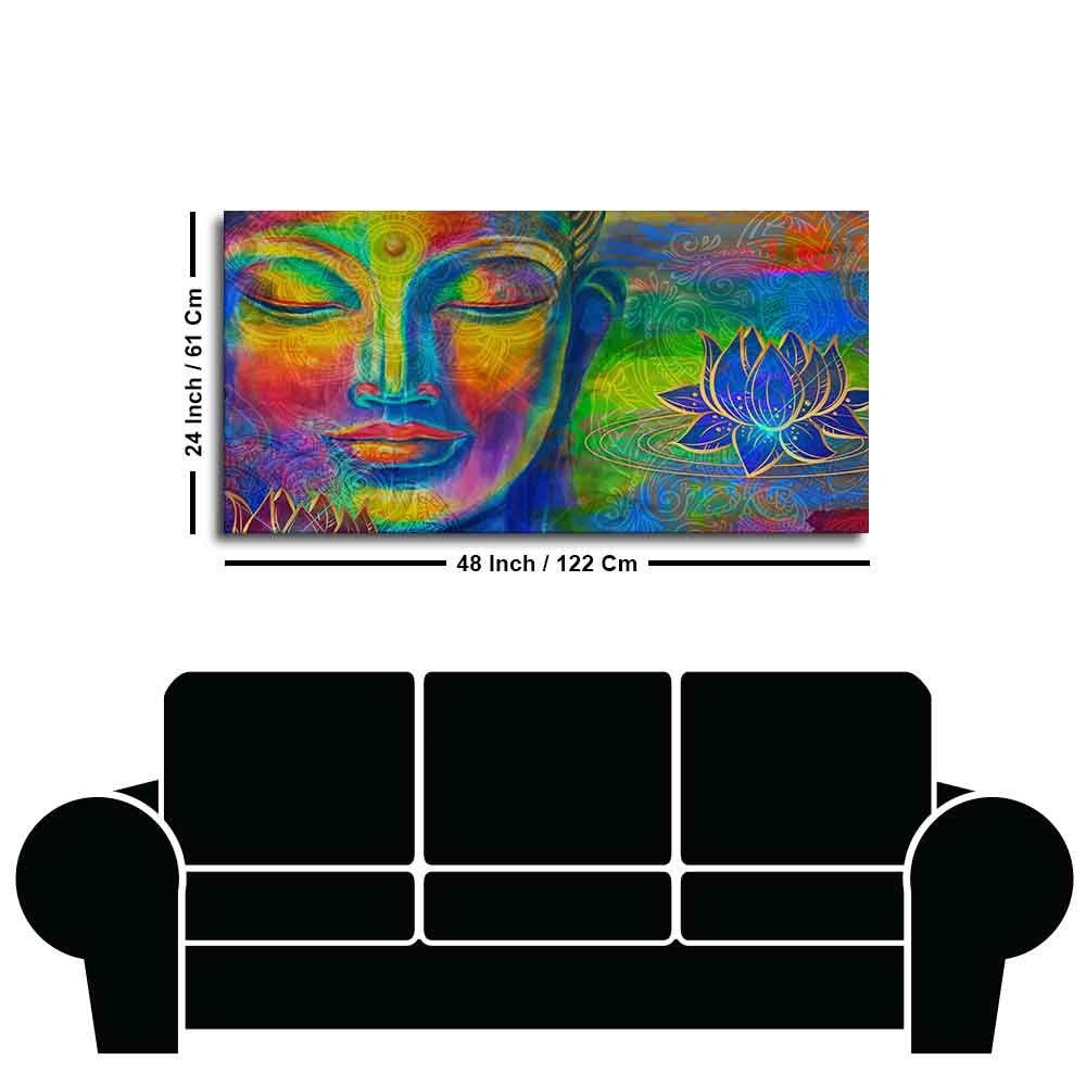 Head of Lord Buddha Colorful Wall Painting - Decor Smart