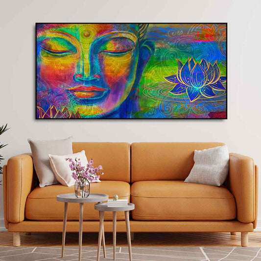 Head of Lord Buddha Colorful Wall Painting - Decor Smart