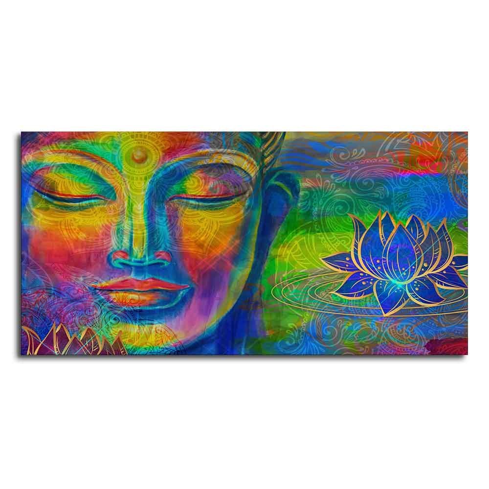 Head of Lord Buddha Colorful Wall Painting - Decor Smart