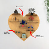 Heart Backlit Designer Wooden Wall Shelf / Book Shelf / Night Light, Light Oak Finish - Decor Smart