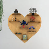 Heart Backlit Designer Wooden Wall Shelf / Book Shelf / Night Light, Light Oak Finish - Decor Smart