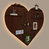 Heart Backlit Designer Wooden Wall Shelf / Book Shelf / Night Light, Walnut Finish - Decor Smart