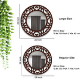 Heart Design Frame Round Shape Wooden Wall Mirror - Decor Smart