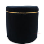 Heart Shaped Black Velvet Ottoman with Gold Trim