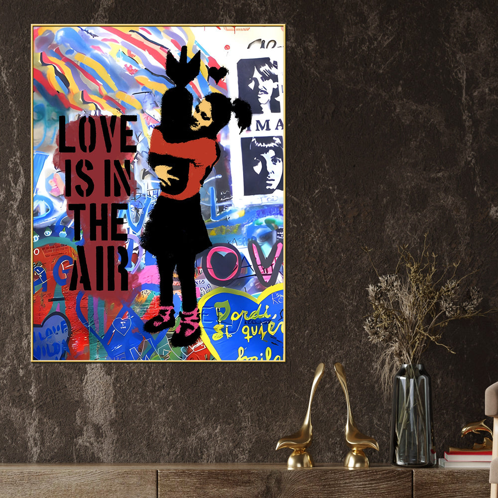 Hearts in the City Graffiti Love Cotton Canvas Wall Painting