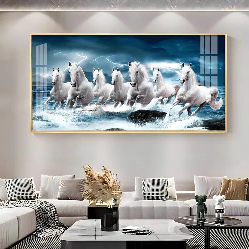 Heaven Horses Premium Acrylic Floating Wall Painting - Decor Smart