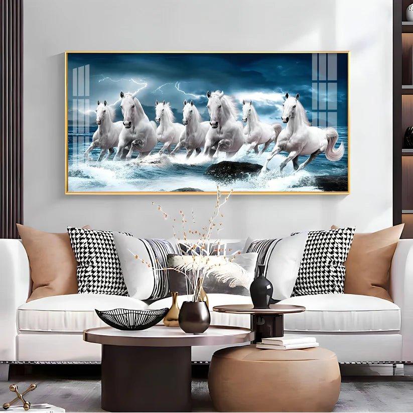Heaven Horses Premium Acrylic Floating Wall Painting - Decor Smart