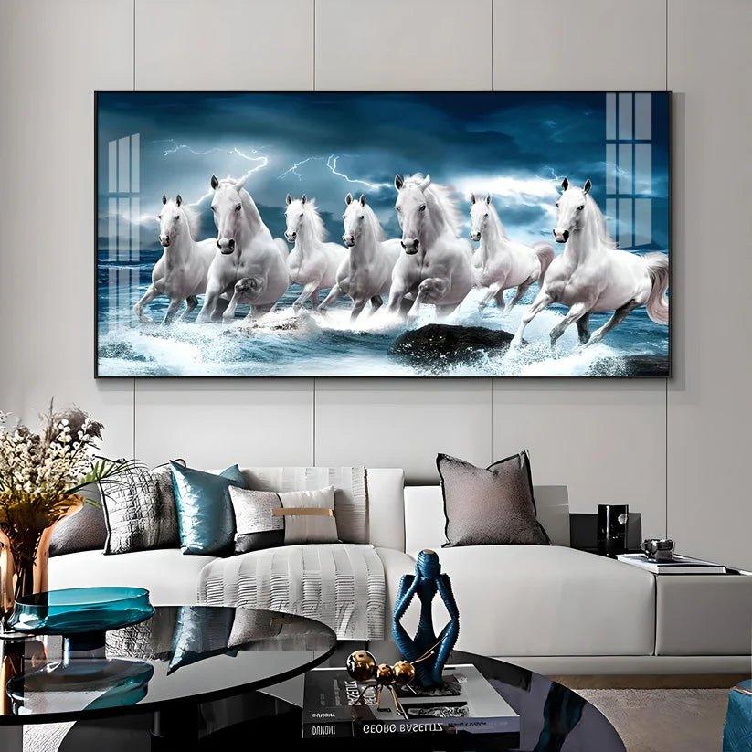 Heaven Horses Premium Acrylic Floating Wall Painting - Decor Smart