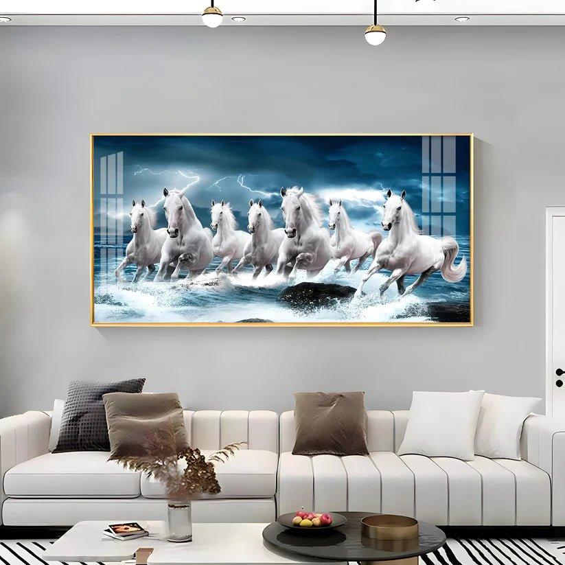 Heaven Horses Premium Acrylic Floating Wall Painting - Decor Smart