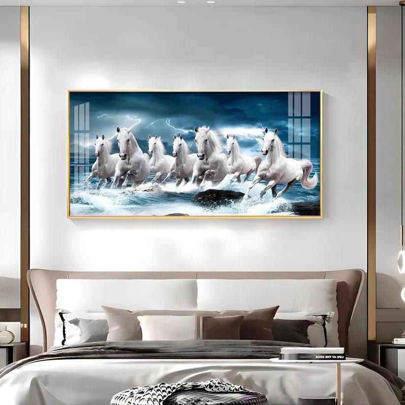 Heaven Horses Premium Acrylic Floating Wall Painting - Decor Smart
