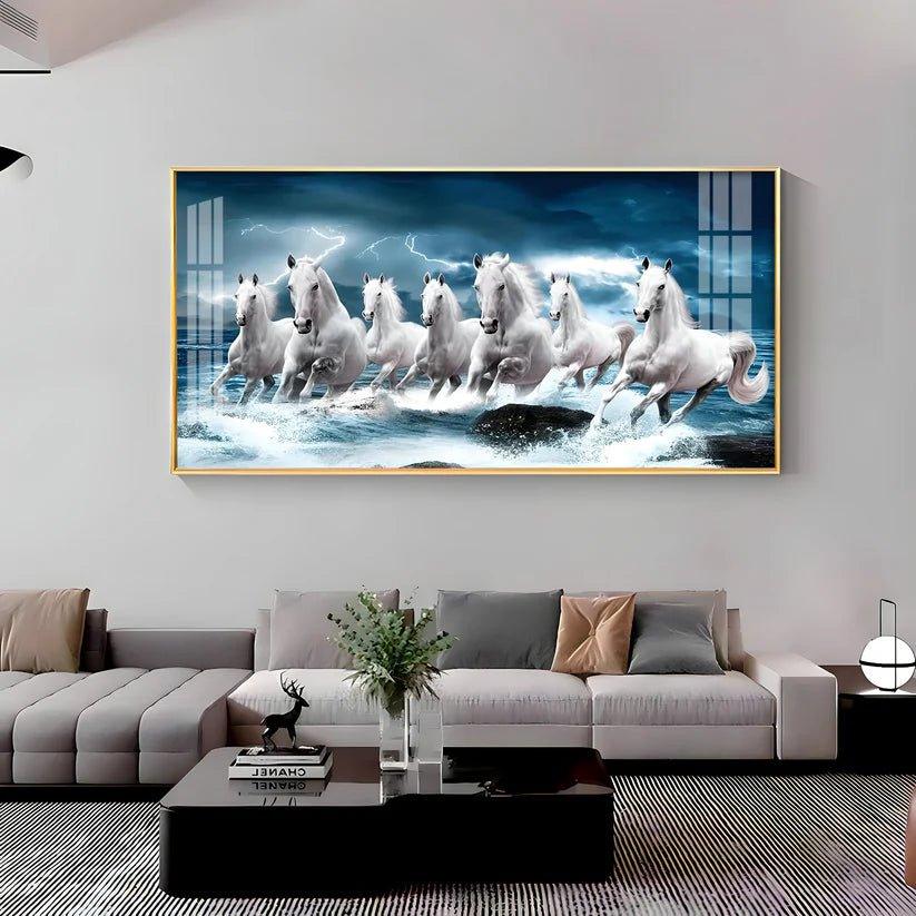 Heaven Horses Premium Acrylic Floating Wall Painting - Decor Smart