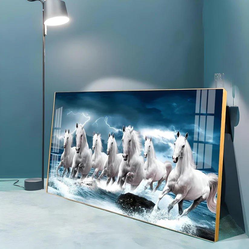 Heaven Horses Premium Acrylic Floating Wall Painting - Decor Smart