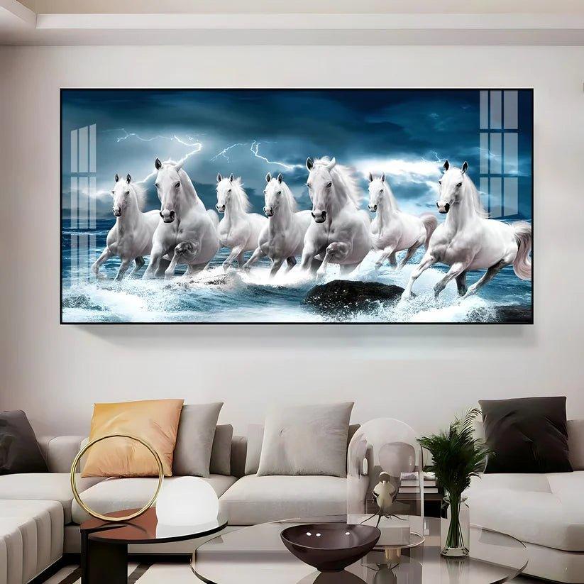 Heaven Horses Premium Acrylic Floating Wall Painting - Decor Smart