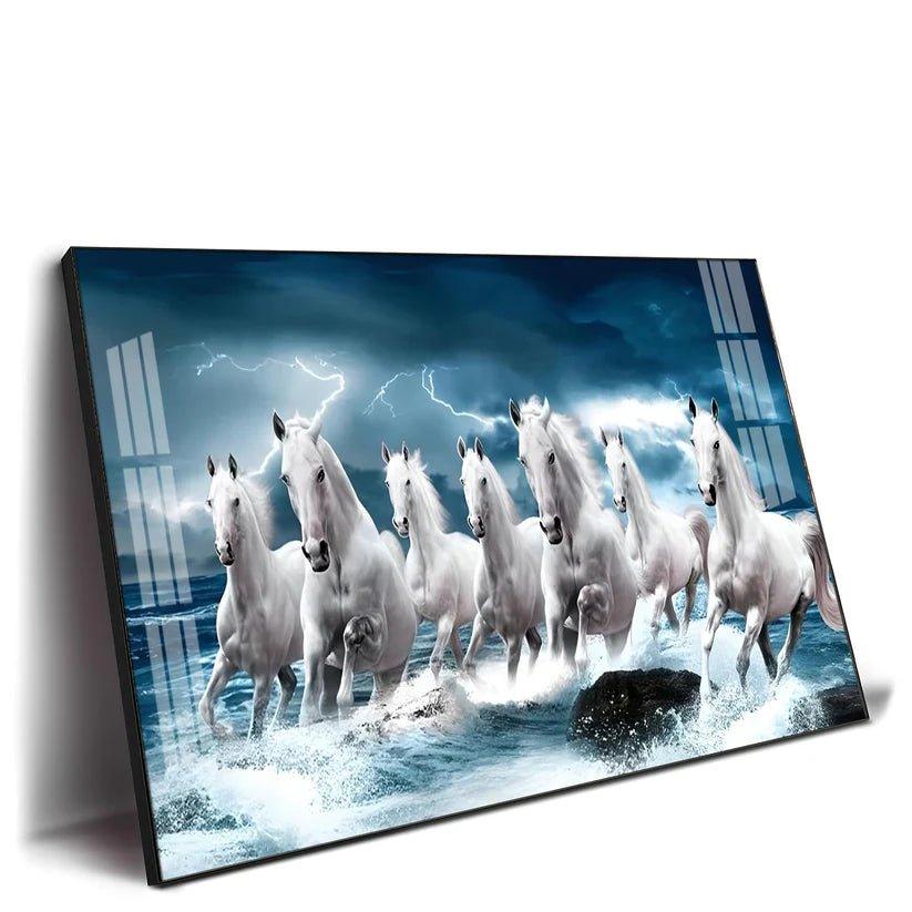 Heaven Horses Premium Acrylic Floating Wall Painting - Decor Smart