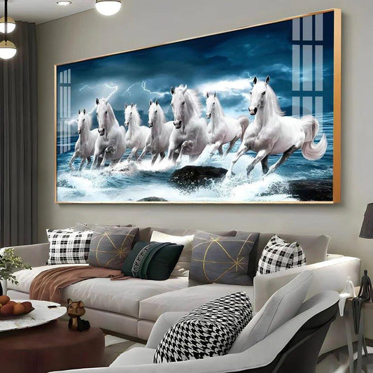 Heaven Horses Premium Acrylic Floating Wall Painting - Decor Smart