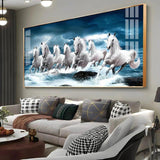 Heaven Horses Premium Acrylic Floating Wall Painting - Decor Smart