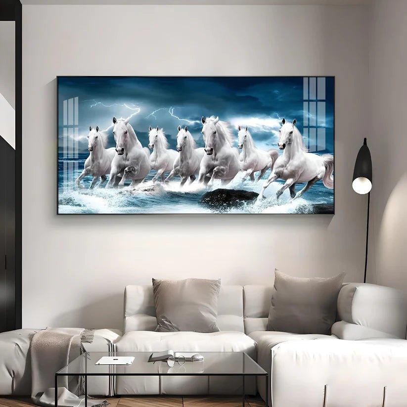 Heaven Horses Premium Acrylic Floating Wall Painting - Decor Smart