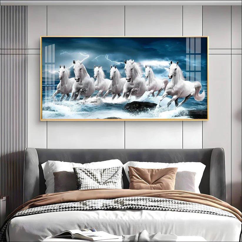 Heaven Horses Premium Acrylic Floating Wall Painting - Decor Smart