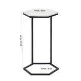Hexagon Shape Marble Top Black Stand Side Table - Decor Smart