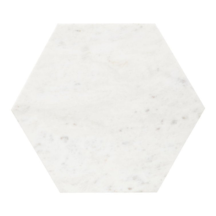 Hexagon Shape Marble Top Black Stand Side Table - Decor Smart