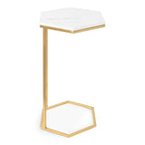 Hexagon Shape Marble Top Golden Stand Side Table - Decor Smart