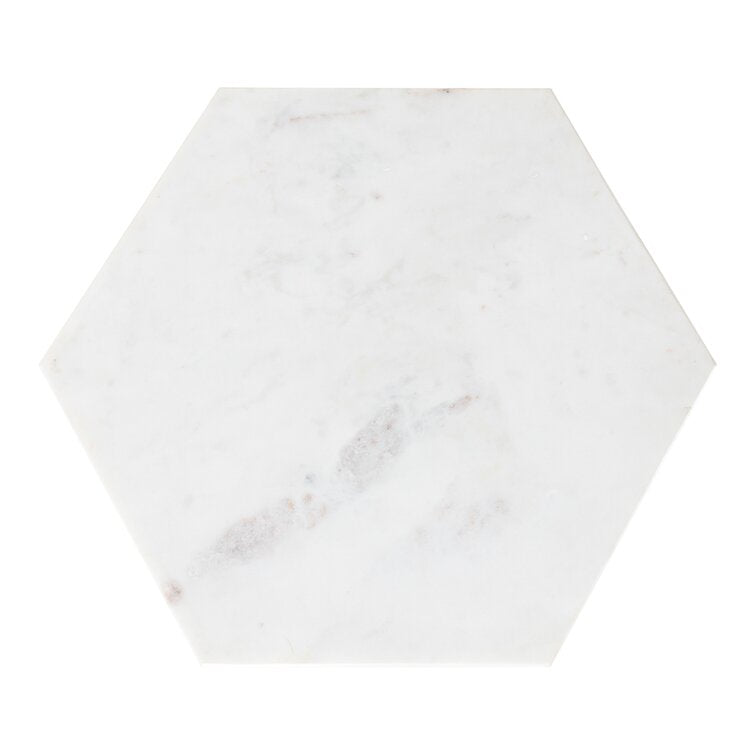Hexagon Shape Marble Top Golden Stand Side Table - Decor Smart