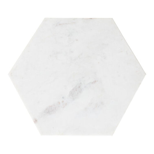 Hexagon Shape Marble Top Golden Stand Side Table - Decor Smart