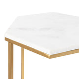 Hexagon Shape Marble Top Golden Stand Side Table - Decor Smart