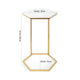 Hexagon Shape Marble Top Golden Stand Side Table - Decor Smart