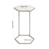 Hexagon Shape Marble Top Silver Stand Side Table - Decor Smart