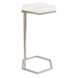 Hexagon Shape Marble Top Silver Stand Side Table - Decor Smart
