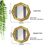 Hexagonal Shape Modern Decorative Wooden Wall Mirror With Gold Texture - Decor Smart