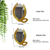Hidden Eye In The Leaf Design Wood Wall Mirror With Gold Texture - Decor Smart