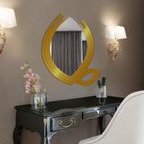 Hidden Eye In The Leaf Design Wood Wall Mirror With Gold Texture - Decor Smart