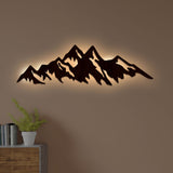 Himalayan Mountain Backlit Wooden Wall Art with LED Night Light Walnut Finish - Decor Smart