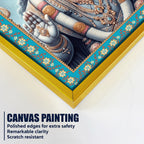 Hindu Deity Vishnu Floral Border Vertical Wall Painting