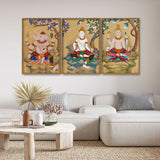 Hindu God Thai Style Art Canvas Floating Canvas Wall Painting Set of Three - Decor Smart