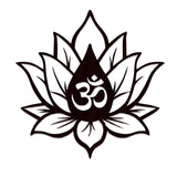 Hindu OM inside Lotus Flower Backlit Wooden Wall Decor with LED Night Light Walnut Finish - Decor Smart
