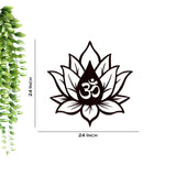 Hindu OM inside Lotus Flower Backlit Wooden Wall Decor with LED Night Light Walnut Finish - Decor Smart