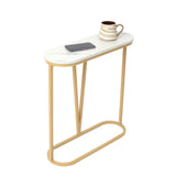 Hollow Bottom Faux Marble Narrow End Side Table - Decor Smart