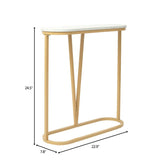 Hollow Bottom Faux Marble Narrow End Side Table - Decor Smart